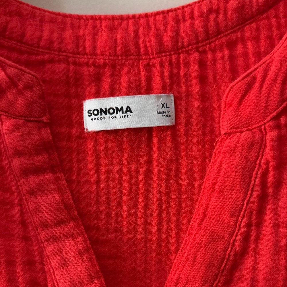 SONOMA Red Sleeveless V-Neck Textured Tank - Picture 3 of 15